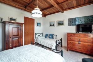 a bedroom with two beds and a tv and a dresser at Selvicolle Country House in Crispiero