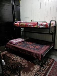 丹那拉打的住宿－BUDJET HOMESTAY CAMERON HIGHLANDS，客房内的两张双层床