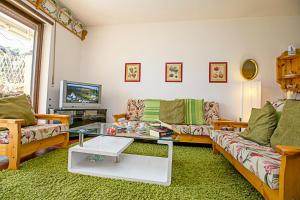 a living room with two couches and a tv at Residence Christina Due Laghi in Tenno