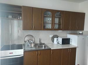 a kitchen with a sink and a microwave at REA Home Visoko in Visoko +8 photos