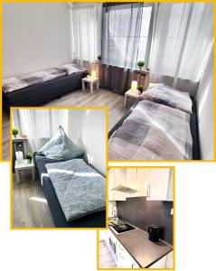 Een bed of bedden in een kamer bij GÜNSTIGE PREMIUM UNTERKUNFT in MÖNCHENGLADBACH