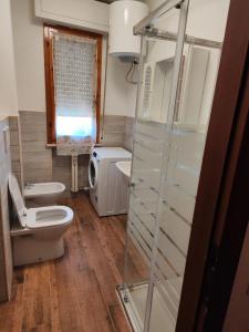 Benvenuti a casa في بيزا: حمام صغير مع مرحاض ومغسلة