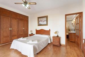 een slaapkamer met een bed en een plafondventilator bij Casa Rural Tijoco by Paramount Holidays in Adeje