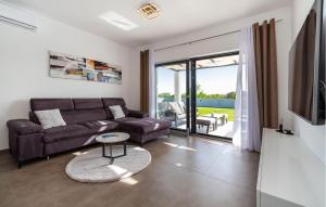 ein Wohnzimmer mit einem Sofa und einem Tisch in der Unterkunft Awesome Home In Brisevo With Jacuzzi in Briševo