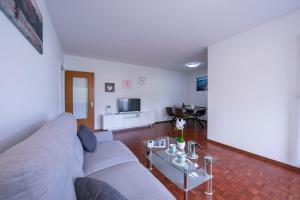 a living room with a couch and a table at Lido Apartment in Locarno