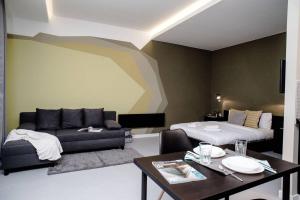 Posteľ alebo postele v izbe v ubytovaní Cute, new and stylish apartment in the center