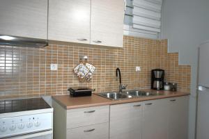- une cuisine avec un évier et un comptoir dans l'établissement Natalia guest house, à Kavala