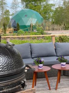 patio con sofá y parrilla con mesa en Back to Nature en Boelenslaan