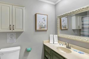 a bathroom with a sink and a mirror at The Quails Nest of Harbison in Columbia