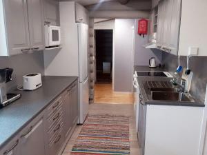 eine Küche mit einer Spüle und einem Kühlschrank in der Unterkunft Holiday Home Vahtamantie 8 b by Interhome in Saariselkä