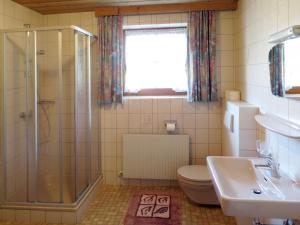 アシャウにあるApartment Landhaus Martin - ZAZ510 by Interhomeのバスルーム(シャワー、トイレ、シンク付)