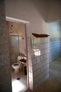 a bathroom with a toilet in a room at Sítio agradável com piscina em Condomínio fechado in Brumadinho