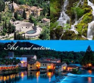 un collage di due foto di una cascata e di una città di Garden Sweet House Desenzano a Desenzano del Garda