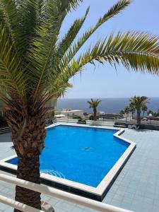 a large blue swimming pool next to a palm tree at Sea La Vie Tabaiba - Piscina, Parking & Tenis in Tabaiba