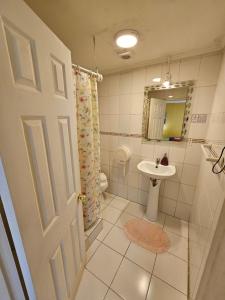 a bathroom with a sink and a toilet at Hostal Pucara Molina in Molina +89 photos