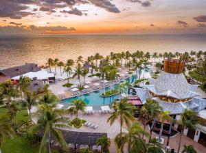 カンクンにあるVilla del Palmar Cancun Luxury Beach Resort & Spaのエクセレンス・プンタ・カナ・リゾートのプールの空からの景色を望めます。