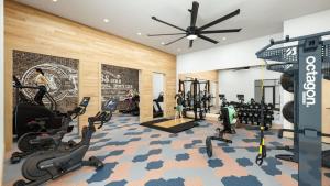 un gimnasio con cintas de correr y máquinas elípticas en Near CU and minutes to DT gym pool hammock, en Clemson