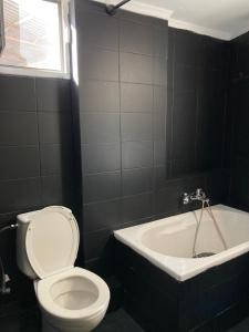 W łazience znajduje się biała toaleta i wanna. w obiekcie JIM w mieście Andravída