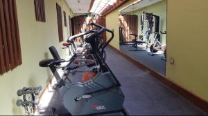- une salle de sport avec plusieurs tapis de course dans l'établissement Di Villa, à Port Antonio