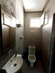 Chez trina house في بنزرت: حمام صغير مع مرحاض ومغسلة