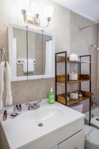 ein Bad mit einem Waschbecken und einem Spiegel in der Unterkunft 2BR house minutes from Holston Valley & Eastman in Kingsport