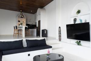 TV a/nebo společenská místnost v ubytování Santorini Luxury Villa