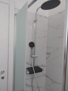 a shower in a bathroom with a glass door at LaCasetta in Burago di Molgora