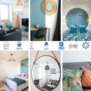 a collage of different pictures of a room at Escapade Ocean in Labenne