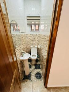 uma casa de banho com um WC e um lavatório em Best Apartment em Adentan