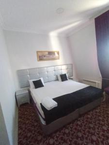 sypialnia z dużym łóżkiem w pokoju w obiekcie Karizma hotel w mieście Baku