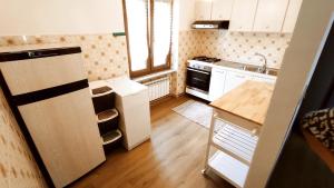 a small kitchen with a refrigerator and a sink at Maison Dayné - DimoraAlpina in Introd +5 photos