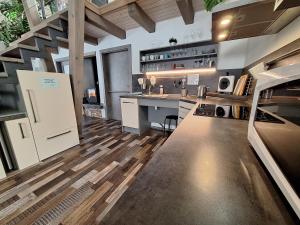 Kuchyň nebo kuchyňský kout v ubytování Apartmány Pod Lesem II