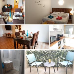 un collage de fotos de una cocina y una habitación en Le Cyprès - Charmant, Agréable et Tout Confort en Béziers
