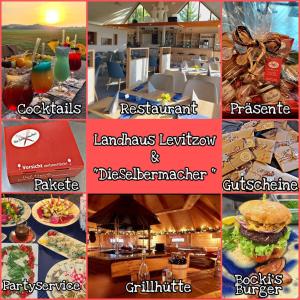 un collage d’images de différents types de denrées alimentaires dans l'établissement Landhaus Levitzow, à Levitzow