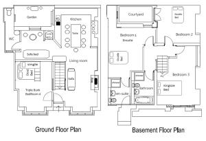 a drawing of a floor plan of a house at Designer Maisonette Whole Apartment in Brighton & Hove