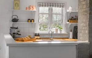 a kitchen with a sink and a window at 3 Bedroom Awesome Home In Hornbæk in Hornbæk