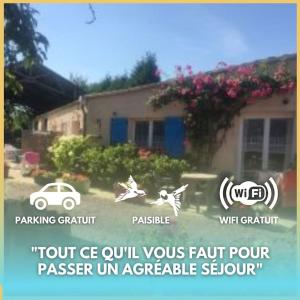 ein Schild für ein Haus mit Vögeln und einem Auto in der Unterkunft Le Gîte Fleuri - Plain-pied - Spacieux - Calme in Noyelles-sur-Mer