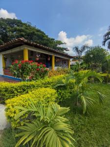 une maison avec des fleurs et des plantes devant elle dans l'établissement Hotel Villa Bosco, à Palmira