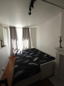 1 dormitorio con 1 cama negra en una habitación en L'Escapade Citadine, en Blois