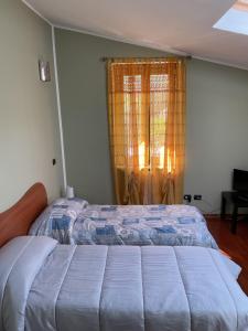 Schlafzimmer mit einem großen Bett und einem Fenster in der Unterkunft Bed & Breakfast Il PIGNOMO in Villar Dora