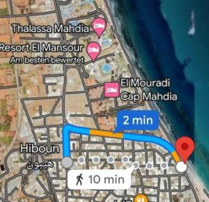 a map of a city withiniainiainiainiainiainiainiainiainiainia at Mahdia best Beach in Mahdia