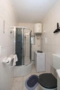 a bathroom with a shower and a toilet and a sink at Apartman Kesten in Lovran +14 photos
