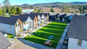 an aerial view of a row of houses at The Commons - Urban Coastal Lodging in Seaside