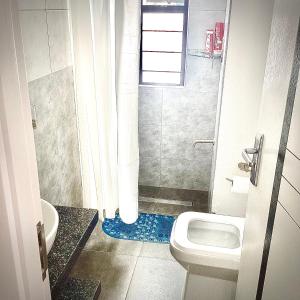 ein kleines Bad mit einem WC und einer Dusche in der Unterkunft Quiet Nest Homes in Tatu City