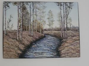 a painting of a stream in a field with trees at Departamento Mis Nonos 3 in Mendoza