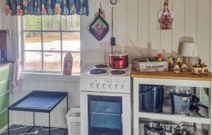 a kitchen with a stove and a counter top at 3 Bedroom Beautiful Home In Rømskog in Rømskog