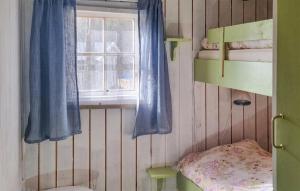 een kleine kamer met een stapelbed en een raam bij 3 Bedroom Beautiful Home In Rmskog in Rømskog