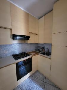a small kitchen with a stove and a sink at Luxury Flat in Capri in Capri