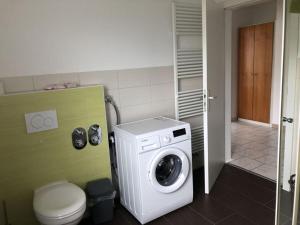 eine Waschmaschine im Bad mit WC in der Unterkunft Family Apartment Bavaria in Füssen