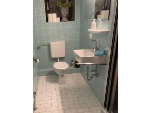 a bathroom with a toilet and a sink at Villa Alpenblick Comfortable holiday residence in Füssen +32 photos